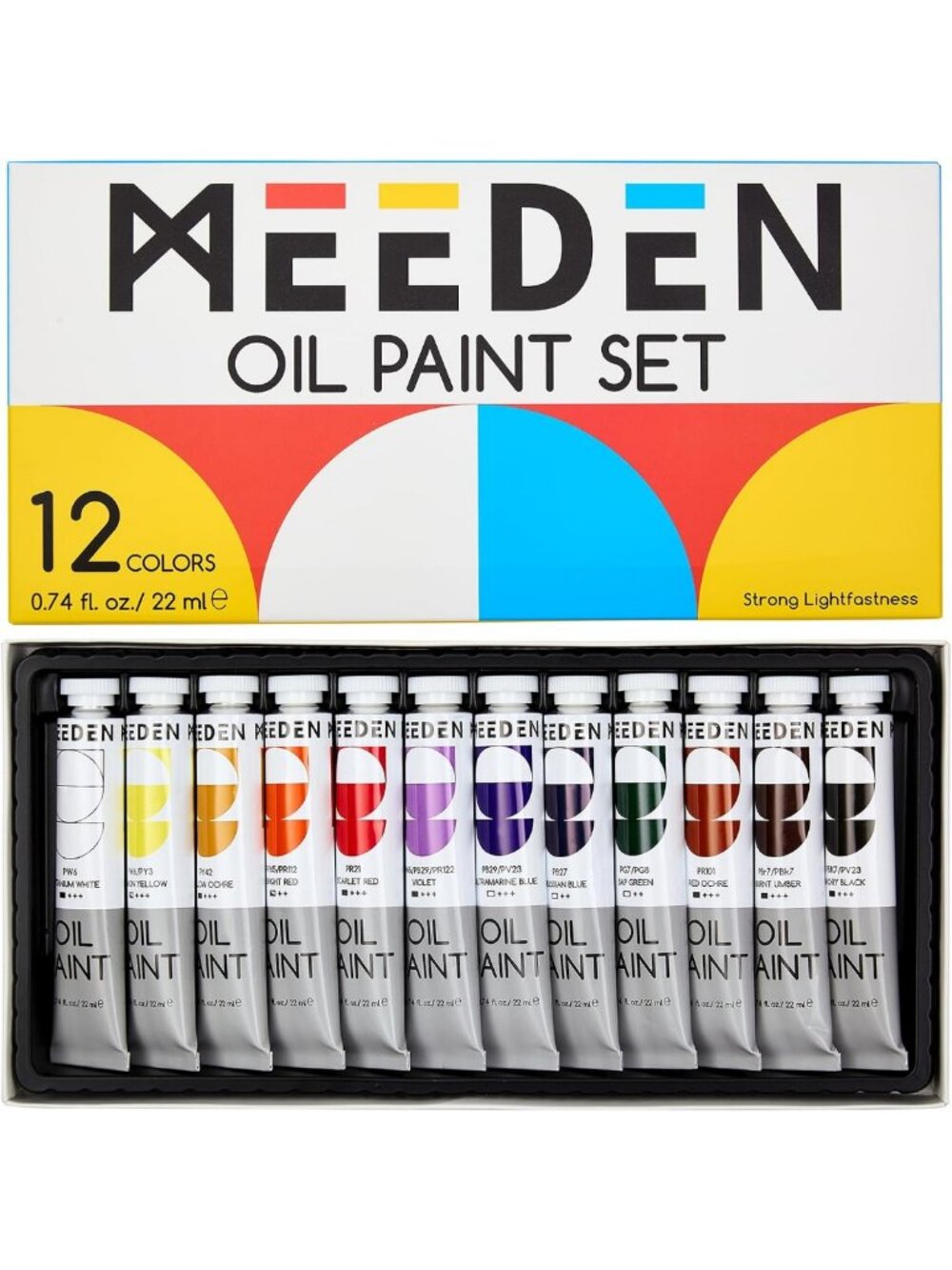 Non-Toxic Oil Paint Set - 12 Vibrant Colors, 22ml Tubes for Artists & Beginners